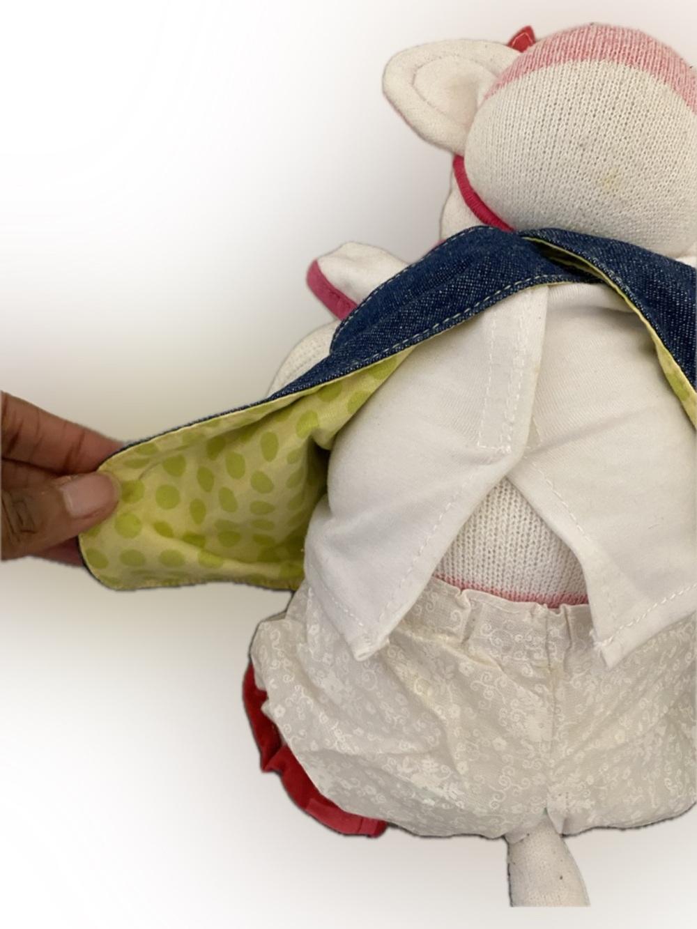 Feminine Stuffed Sock Monkey with Denim Dress!!! - Picture 3 of 7